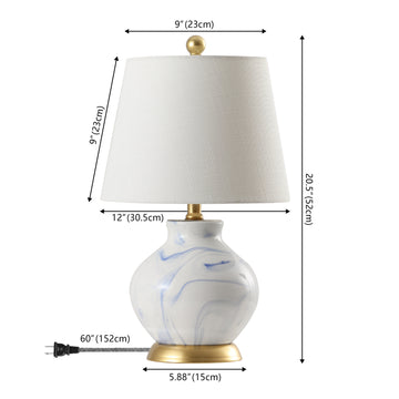 Holly 20.5" Marbleized Ceramic LED Table Lamp - JONATHAN Y